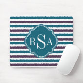 Mit Monogramm Lila Aquamarines Ikat Stripe Muster Mousepad (Mit Mouse)