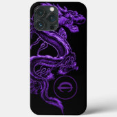 Mit Monogramm Lila asiatischer Drache Case-Mate iPhone Hülle (Rückseite)