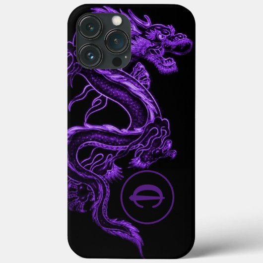 Mit Monogramm Lila asiatischer Drache Case-Mate iPhone Hülle (Rückseite)