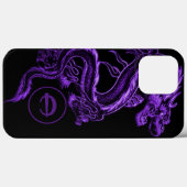 Mit Monogramm Lila asiatischer Drache Case-Mate iPhone Hülle (Rückseite (Horizontal))