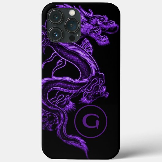 Mit Monogramm Lila asiatischer Drache Case-Mate iPhone Hülle (Rückseite)