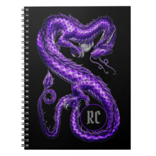 Mit Monogramm lila asiatisches Drache-Notizbuch Notizblock
