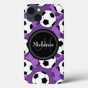 Mit Monogramm Lila Black Soccer Ball-Muster Case-Mate iPhone Hülle