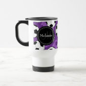 Mit Monogramm Lila Black Soccer Ball-Muster Reisebecher (Links)