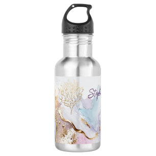 Mit Monogramm Lila Blue Gold Wash Edelstahlflasche