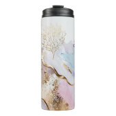 Mit Monogramm Lila Blue Gold Wash Thermosbecher (Vorderseite)