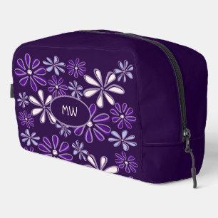 Mit Monogramm Lila Blume Doodle-Muster Waschbeutel