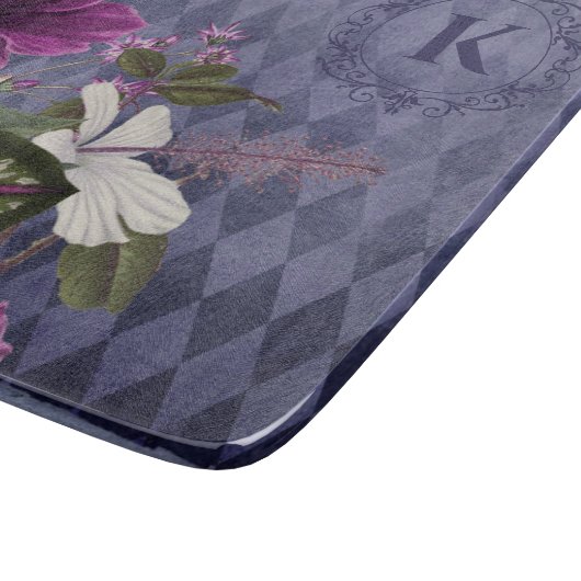 Mit Monogramm Lila Blume Schneidebrett (Ecke)