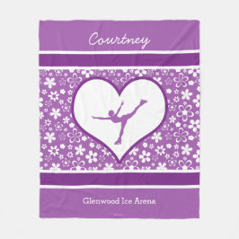 Mit Monogramm lila Blumen-Muster-Zahl Skaten Fleecedecke