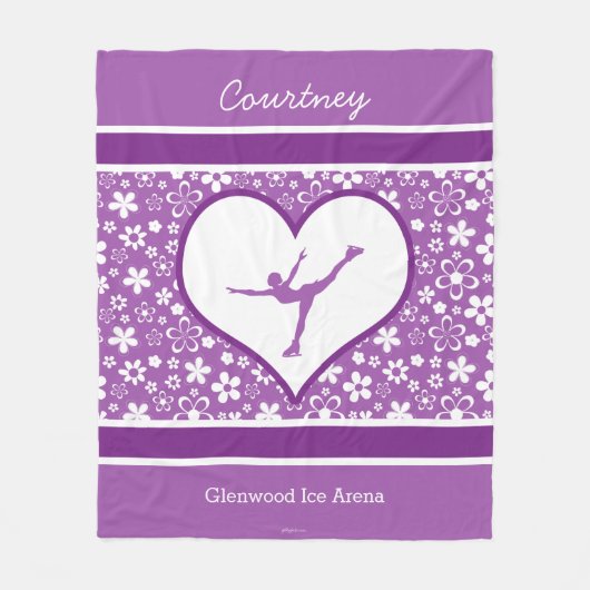 Mit Monogramm lila Blumen-Muster-Zahl Skaten Fleecedecke (Vorderseite)