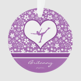 Mit Monogramm lila Blumen-Muster-Zahl Skaten Ornament