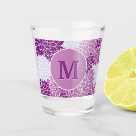 Mit Monogramm Lila Blumenmuster Schnapsglas