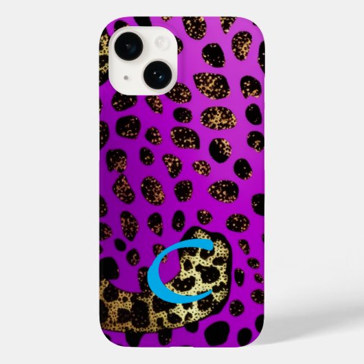 Mit Monogramm Lila Cheetah Leopard Glitzer Case-Mate iPhone Hülle (Rückseite)