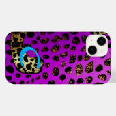 Mit Monogramm Lila Cheetah Leopard Glitzer Case-Mate iPhone Hülle (Rückseite (Horizontal))