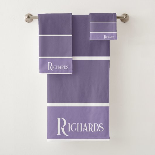 Mit Monogramm Lila Farbtöne mit Weiß Badhandtuch Set (Insitu)