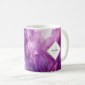 Mit Monogramm Lila Fluid Art Lila Kaffeetasse (VorderseiteRechts)