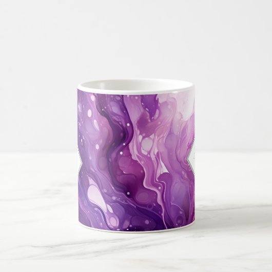 Mit Monogramm Lila Fluid Art Lila Kaffeetasse (Mittel)