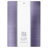 Mit Monogramm, Lila gebürstetes Metallgeschäft Klemmbrett (Rückseite)