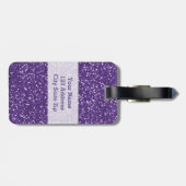 Mit Monogramm lila Glitzer Gepäckanhänger (Rückseite horizontal)