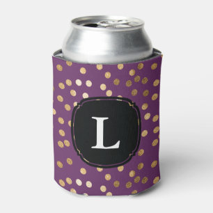 Mit Monogramm Lila Glitzer Polka Dot Dosenkühler