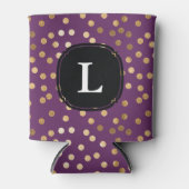 Mit Monogramm Lila Glitzer Polka Dot Dosenkühler (Vorderseite)