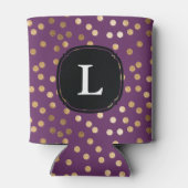 Mit Monogramm Lila Glitzer Polka Dot Dosenkühler (Rückseite)