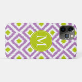 Mit Monogramm Lila Green Diamond Ikat-Muster Case-Mate iPhone Hülle (Rückseite (Horizontal))