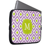 Mit Monogramm Lila Green Diamond Ikat Muster Laptopschutzhülle (Vorne Rechts)