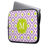 Mit Monogramm Lila Green Diamond Ikat Muster Laptopschutzhülle (Vorderseite Links)