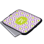 Mit Monogramm Lila Green Diamond Ikat Muster Laptopschutzhülle (Vorne Knopf)