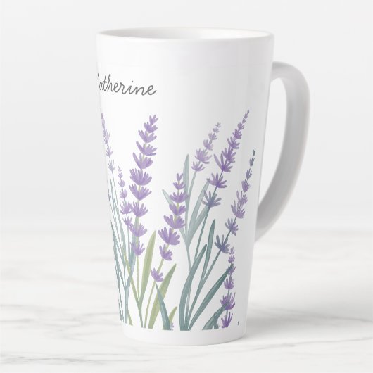 Mit Monogramm Lila Lavendel Milchtasse (Rechte Ecke)