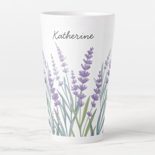 Mit Monogramm Lila Lavendel Milchtasse (Vorderseite)