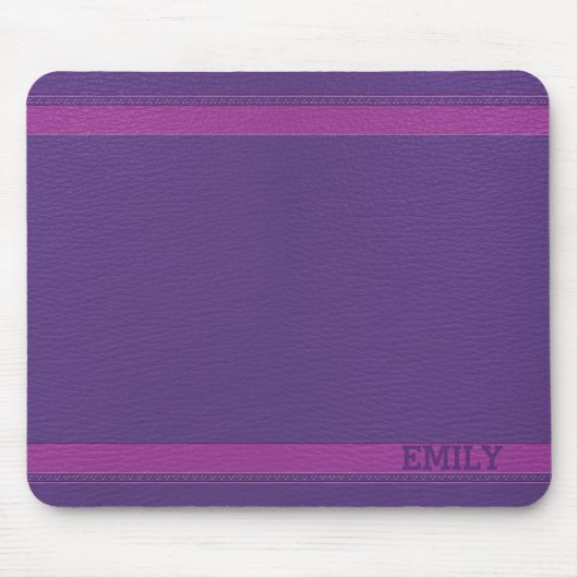 Mit Monogramm Lila Lederlook Mousepad (Vorne)