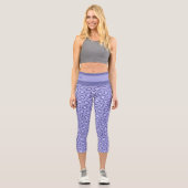 Mit Monogramm Lila Leopard-Tiermuster Capri Leggings (Vorderseite)