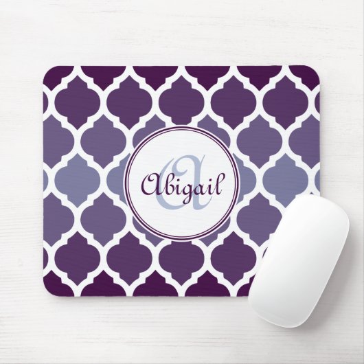 Mit Monogramm Lila Ombre Marokkanisches Gittermust Mousepad (Mit Mouse)