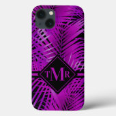 Mit Monogramm Lila Palme Case-Mate iPhone Hülle (Rückseite)