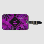 Mit Monogramm Lila Palme Tropical Gepäckanhänger (Vorderseite (Horizontal))