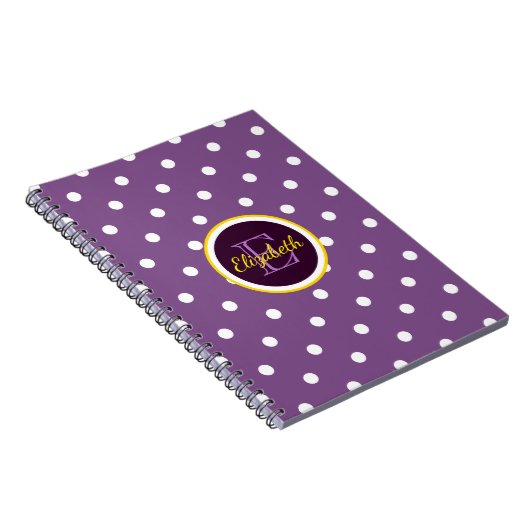 Mit Monogramm Lila Polka Dots Notizblock (Rechte Seite)