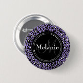 Mit Monogramm Lila Schwarz-weißes Leopard-Muster Button (Vorne & Hinten)