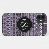 Mit Monogramm Lila Schwarzes Stammmuster Case-Mate iPhone Hülle (Rückseite (Horizontal))
