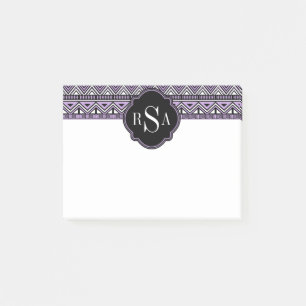 Mit Monogramm Lila Schwarzes Stammmuster Post-it Klebezettel