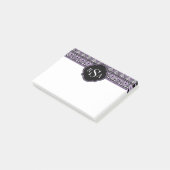 Mit Monogramm Lila Schwarzes Stammmuster Post-it Klebezettel (angewinkelt)