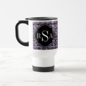 Mit Monogramm Lila Schwarzes Stammmuster Reisebecher (Links)