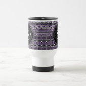 Mit Monogramm Lila Schwarzes Stammmuster Reisebecher (Mittel)