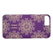 Mit Monogramm Lila und Gold-Exotische Medallion Case-Mate iPhone Hülle (Rückseite (Horizontal))