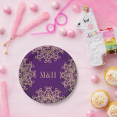 Mit Monogramm Lila und goldene indische Hochzeit Pappteller (Party)