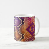Mit Monogramm Lila und goldene Schlangenhaut Kaffeetasse (VorderseiteRechts)