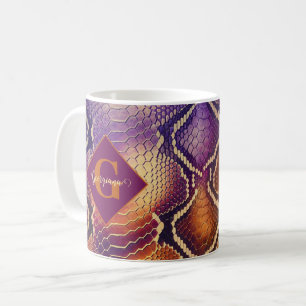 Mit Monogramm Lila und goldene Schlangenhaut Kaffeetasse