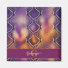 Mit Monogramm Lila und goldene Schlangenhaut Magnet