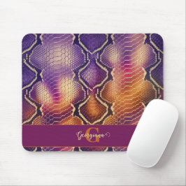 Mit Monogramm Lila und goldene Schlangenhaut Mousepad